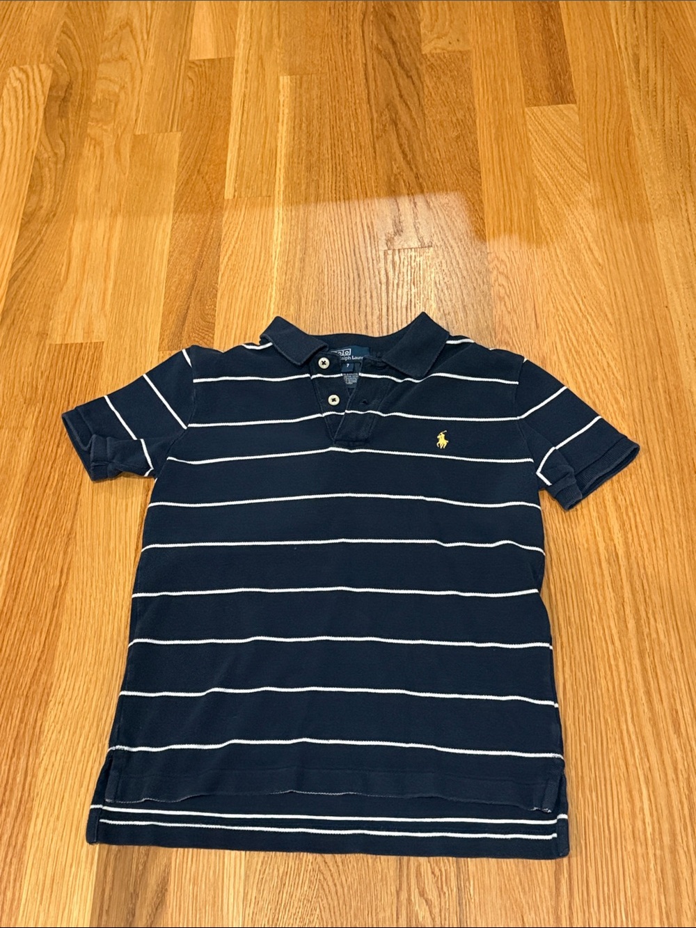 Ralph Lauren Navy and White Striped Polo Shirt